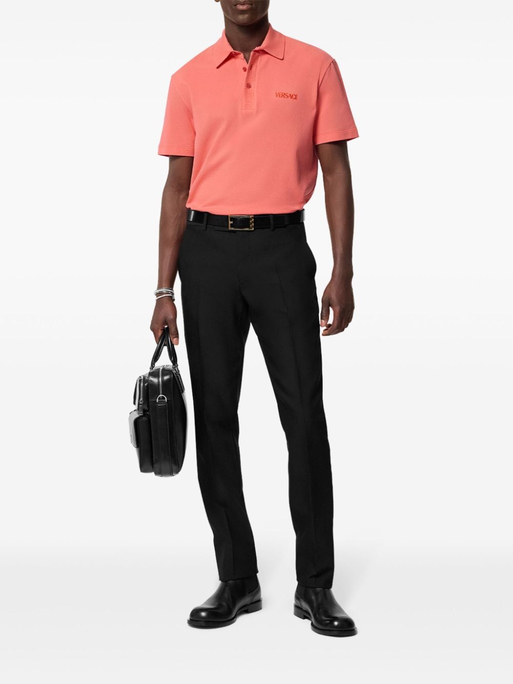 Versace Poloshirt met geborduurd logo - Oranje