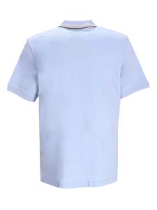BOSS stripe-trimmed cotton polo shirt - Blauw