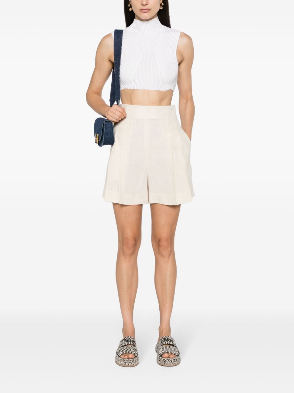Chloé high-waist tailored linen shorts - Beige