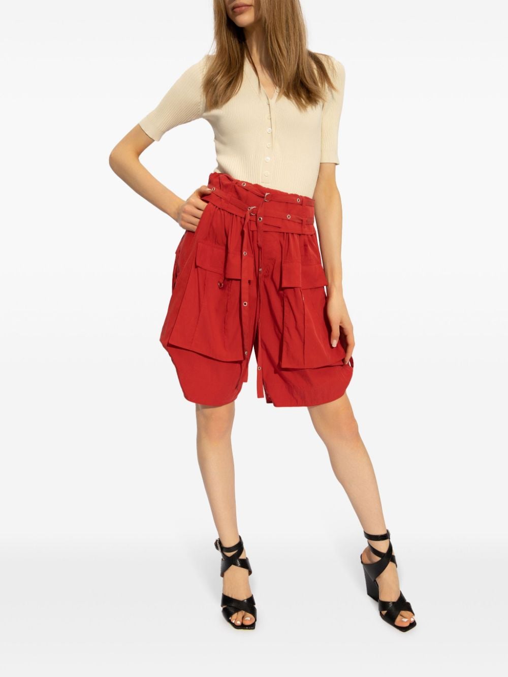 ISABEL MARANT Heidi low-rise belted shorts - Rood