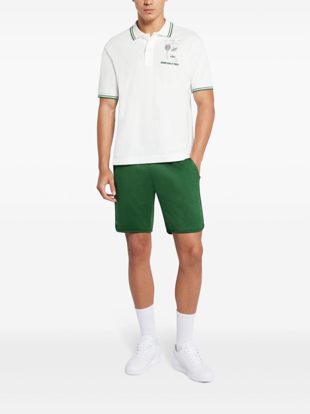 Lacoste slogan-embroidered cotton polo shirt - Wit