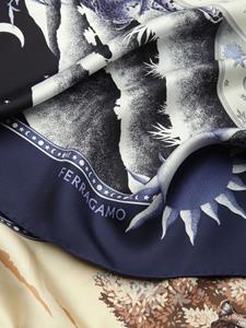 Ferragamo day & night print silk scarf - Blue/Black