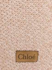 Chloé logo-patch chunky-knit scarf - Beige