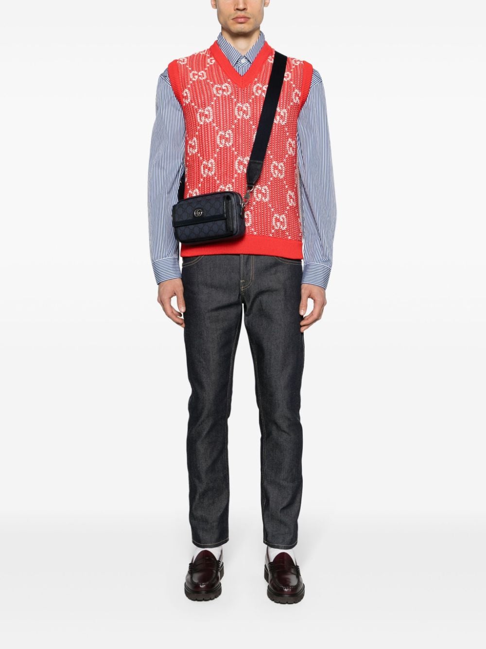 Gucci GG intarsia-knit sleeveless jumper - Rood