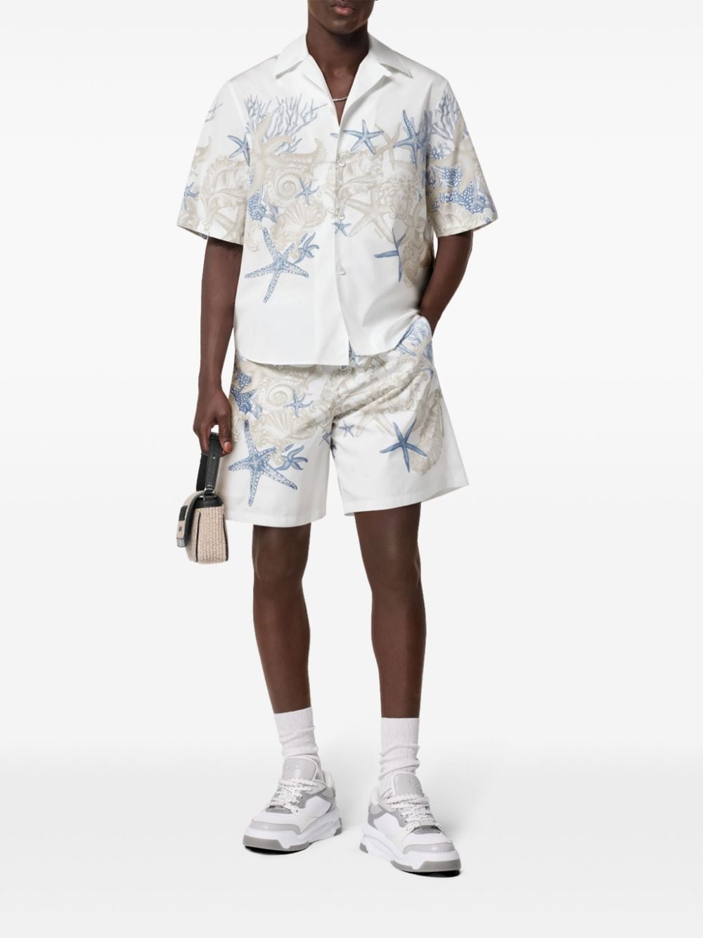 Versace Barocco Sea-print cotton shorts - Wit