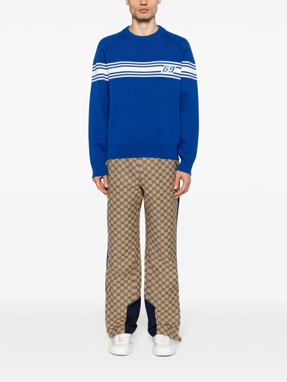 Gucci Square GG-patch wool jumper - Blauw