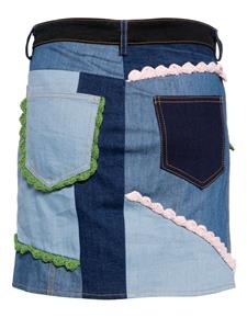 CAVIA patchwork denim miniskirt - Blauw