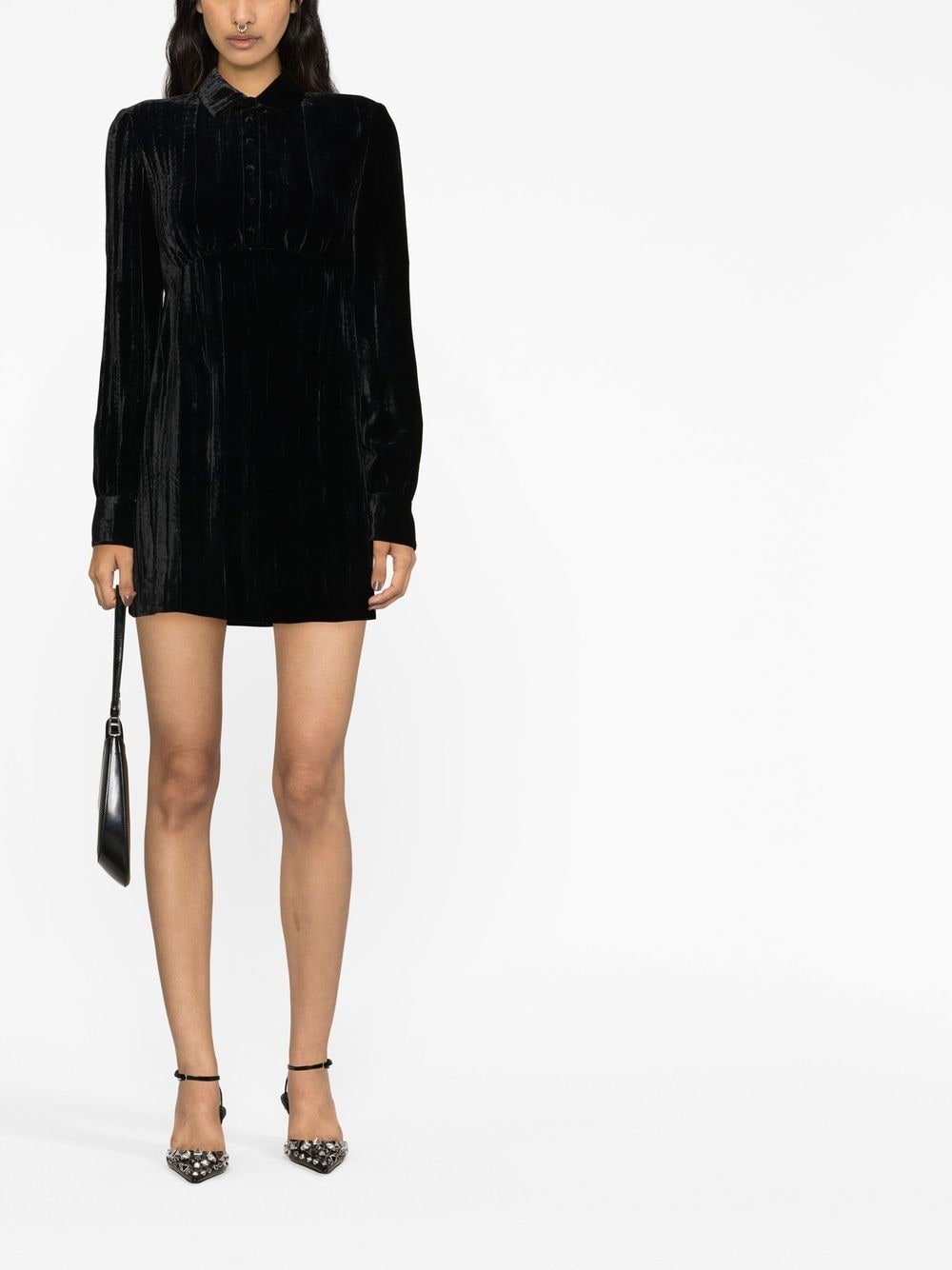 Saint Laurent Mini-jurk met lange mouwen - Zwart