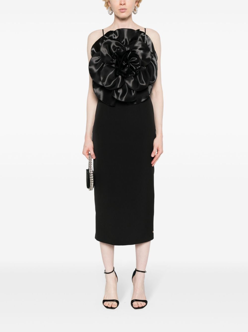 NISSA floral-appliqué dress - Zwart
