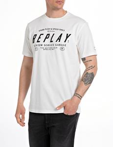 Replay T-Shirt REGULAR BASIC JERSEY 30/1  NATURAL WHITE 