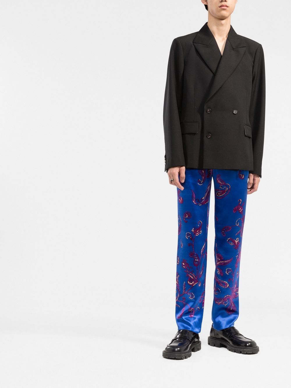 Saint Laurent Pantalon met paisley-print - Blauw