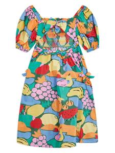 FARM Rio bow-detail fruit-print dress - Groen
