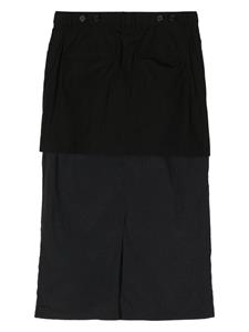 Juun.J layered cotton pencil skirt - Zwart