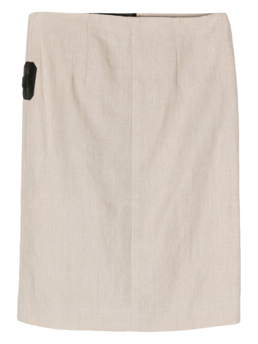 Céline Pre-Owned panelled linen pencil skirt - Beige