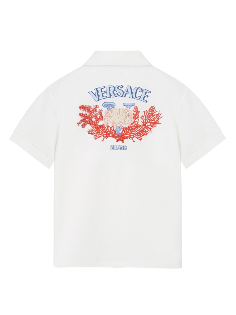 Versace Kids Printed polo shirt - Wit
