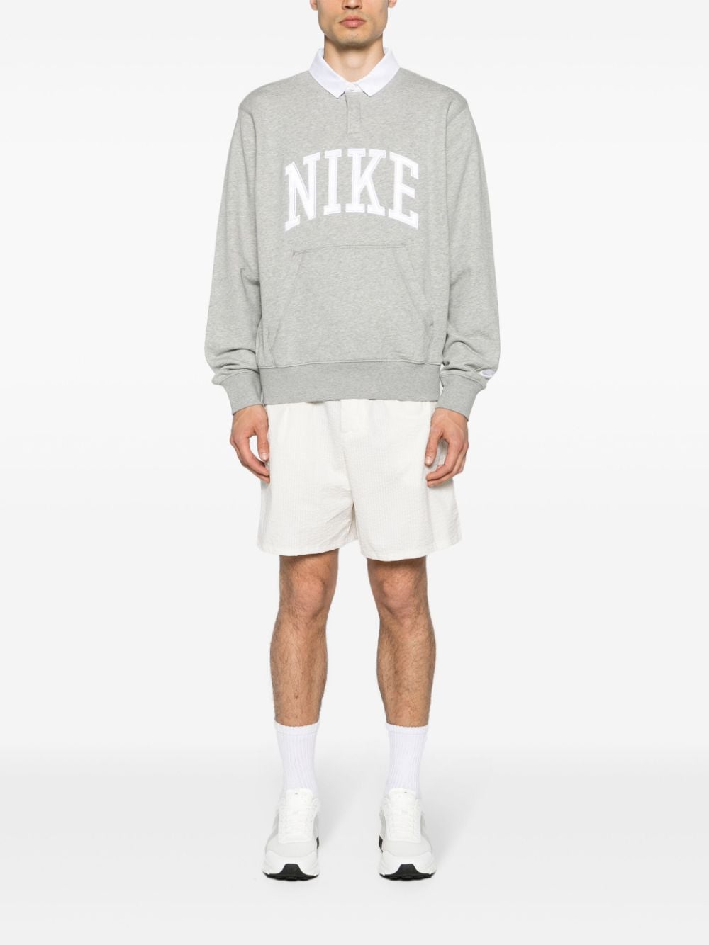 Nike logo-embroidered polo sweatshirt - Grijs