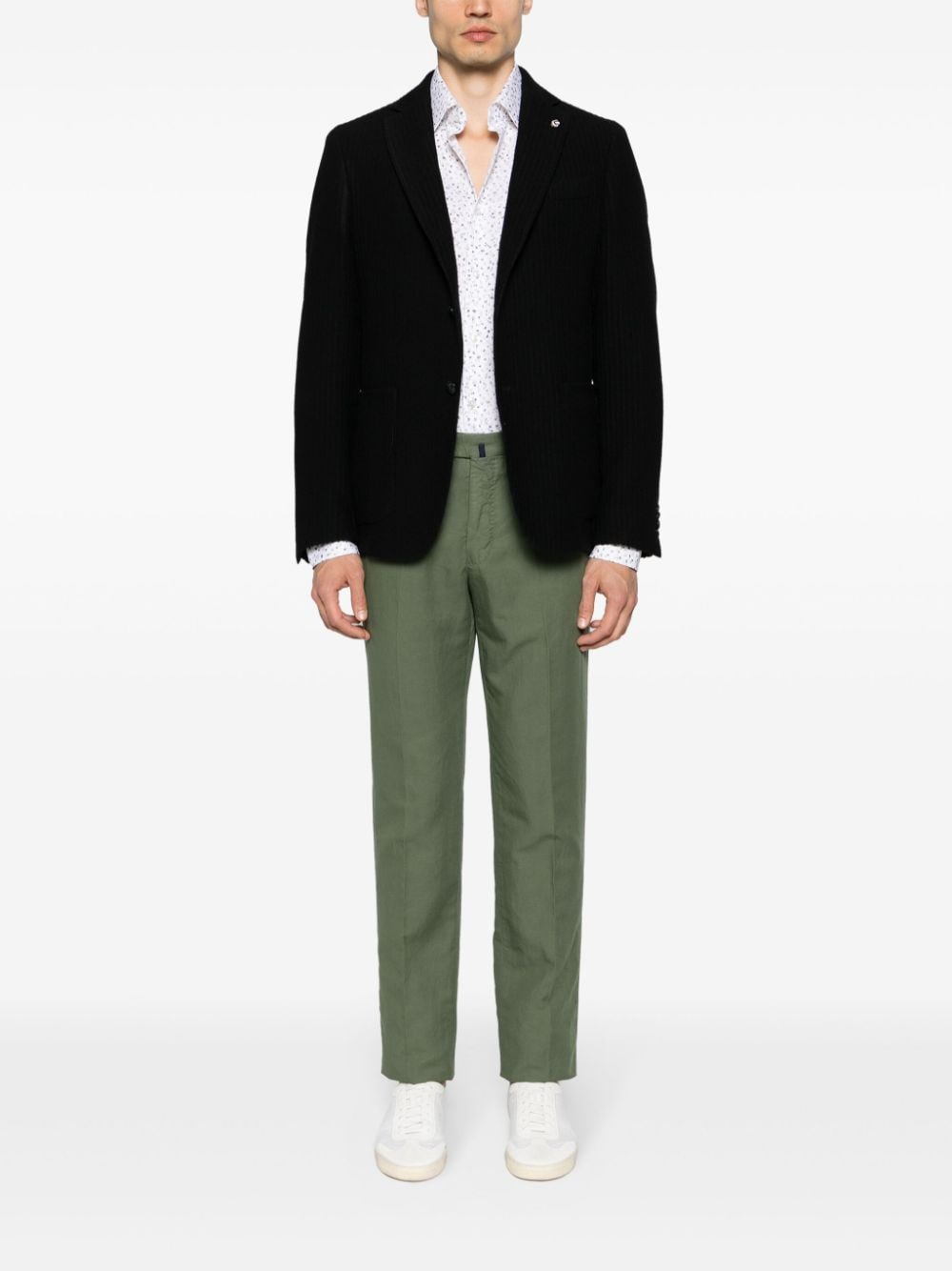 Incotex 39 linen-blend chino trousers - Groen