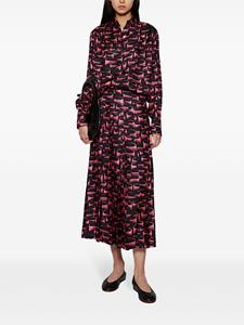 ACE HARPER Leslie abstract-print silk midi skirt - Zwart