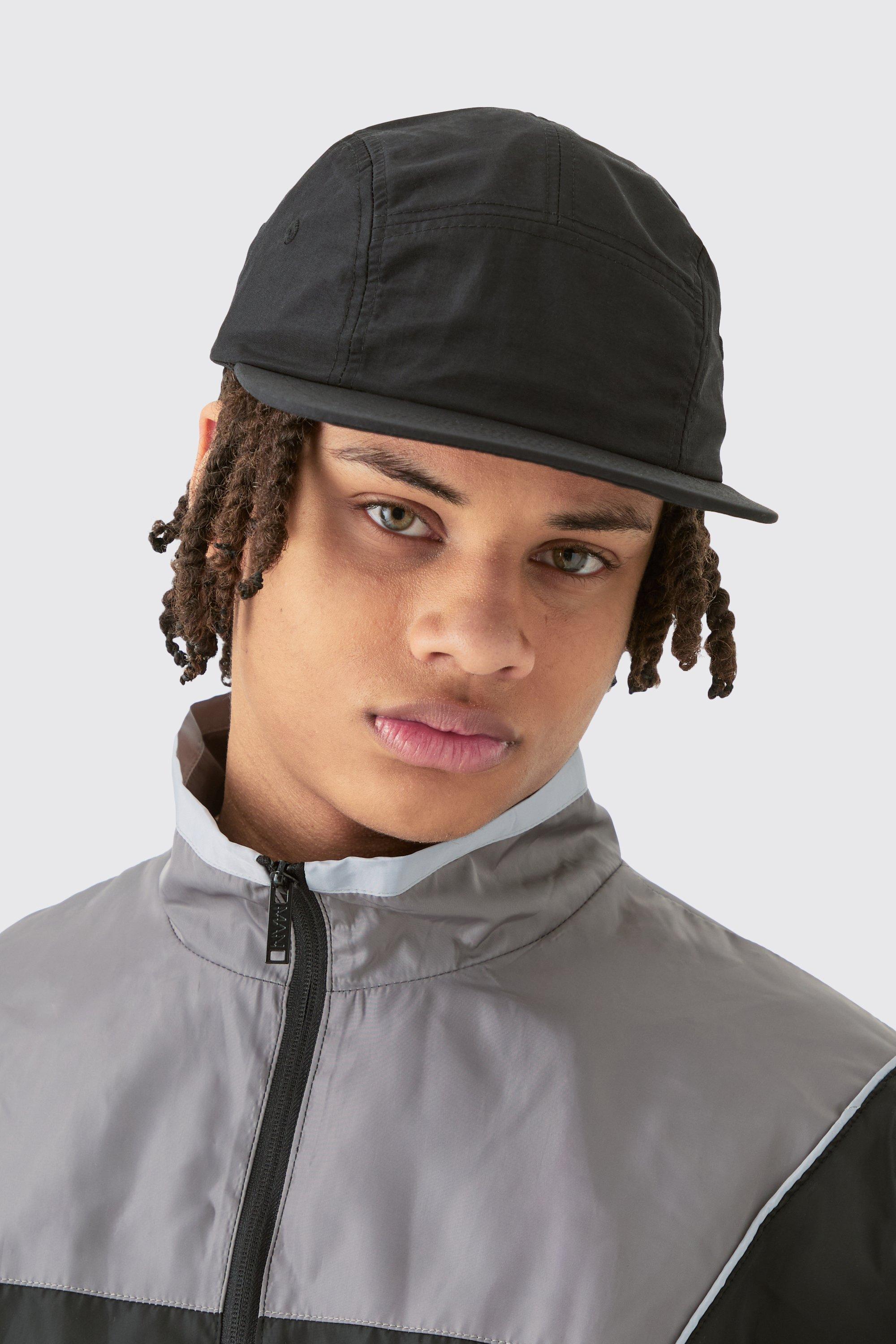 Boohoo Soft Touch Woven Camper Hat In Black, Black