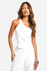 Boohoo Plunge Front Open Back Fitted Waistcoat, Ivory