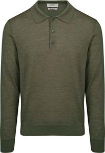 King Essentials The Robert Long Sleeve Poloshirt Merino Army Groen