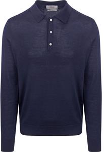 King Essentials The Robert Long Sleeve Poloshirt Merino Navy