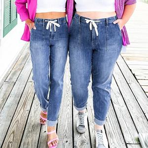 Clothing kaleidoscope Dames pull-on joggingbroek met trekkoord, casual jeans voor dames, casual rechte broek