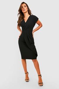 Boohoo Wikkel Midi Jurk, Black