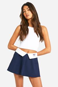 Boohoo Folded Waistband Dsgn Studio Pleated Tennis Skirt, Navy