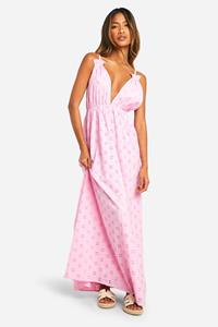 Boohoo Broderie Strappy Maxi Dress, Pink