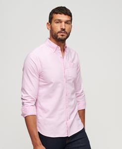 Superdry Mannen Oxford Overhemd met Lange Mouwen Roze