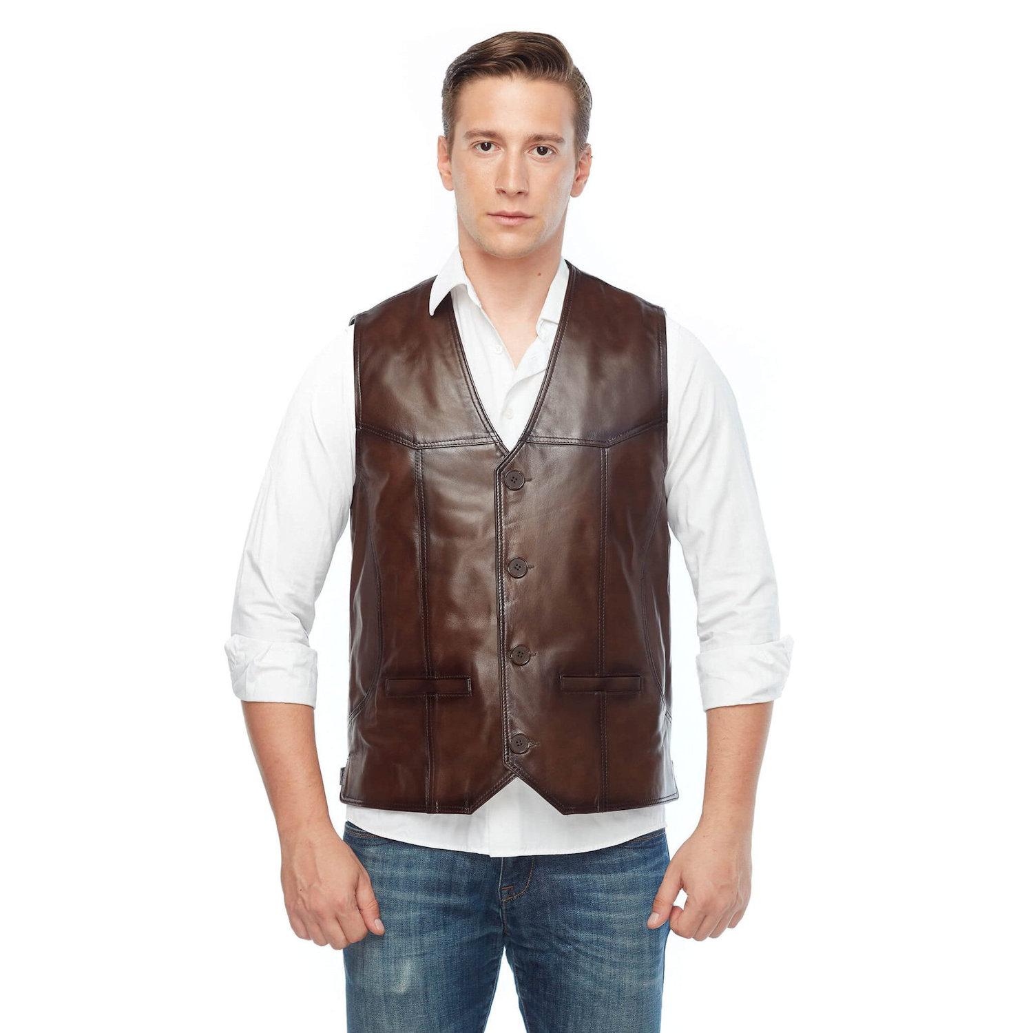Deriza Men's Genuine Leather Vest