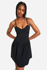 Boohoo Tall Bengaline Corset Mini Dress, Black