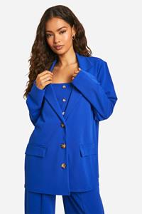 Boohoo Jersey Crepe Relaxed Fit Blazer, Cobalt
