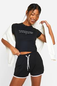 Boohoo Only Here For The Drinks Baby Tee, Black