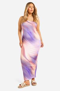 Boohoo Plus Marble Super Soft Bandeau Maxi Dress, Lilac