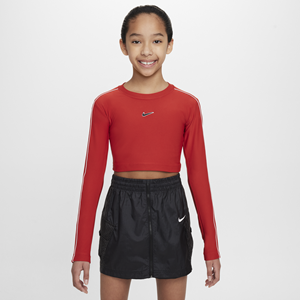Nike Sportswear croptop met lange mouwen voor meisjes - Rood