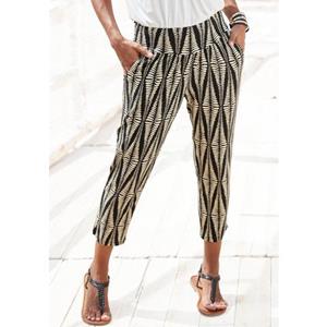 Lascana 7/8-broek met brede tailleband en all-over print, lichtgewicht jersey broek, zomerbroek