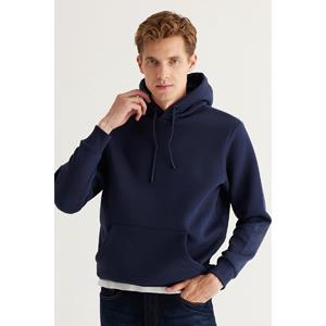 Palmiye Clothing & Footwear & Accessories Men's Navy Blue Standard Fit Regular Cut Fleece Hooded Kangaroo Pocket Cotton Sweatshirt