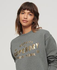 Superdry Vrouwen Luxe Sweatshirt met Metallic Logo Grijs