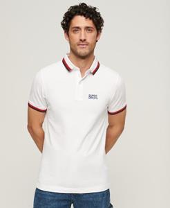 Superdry Mannen Sportswear Polo met Contrasterende Strepen Wit
