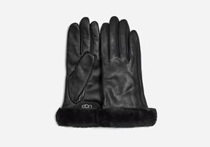 Ugg Classic leer Shorty Tech-handschoenen in Black  Wol