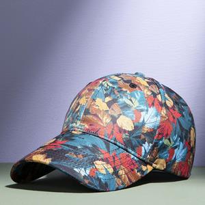 Fashion human The new heat transfer printing flower baseball cap personality trend of men and women models outdoor sun hat fashion versatile hat