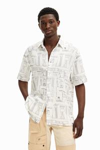 Desigual Overhemd met illustraties van zuilen - WHITE