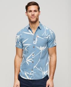 Superdry Mannen Vintage Loom Overhemd met Korte Mouwen Blauw