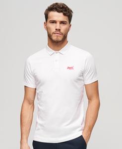 Superdry Mannen Essential Neon Poloshirt van Jersey met Logo Wit