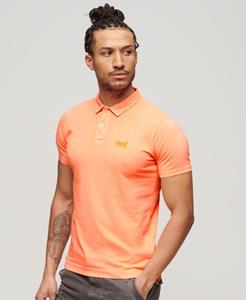Superdry Mannen Essential Neon Poloshirt van Jersey met Logo Oranje