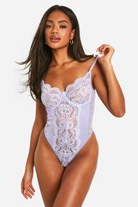 Boohoo Lace Panel One Piece, Lilac