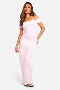 Boohoo Petite Basic Cotton Asym Neck Bodycon Maxi Dress, Pink