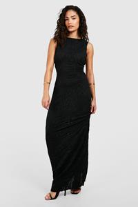 Boohoo Petite Textured Sleeveless Maxi Dress, Black